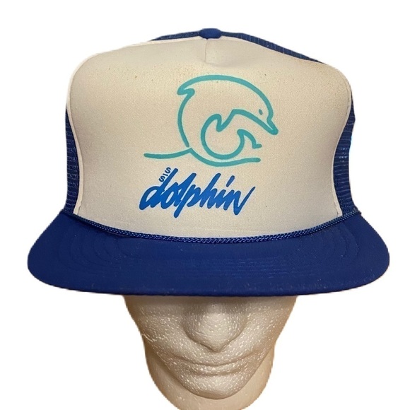 Vintage S/S Dolphin Trucker Hat Snap Back Mesh Rope Lapel Vacation Beach Florida - Picture 1 of 11